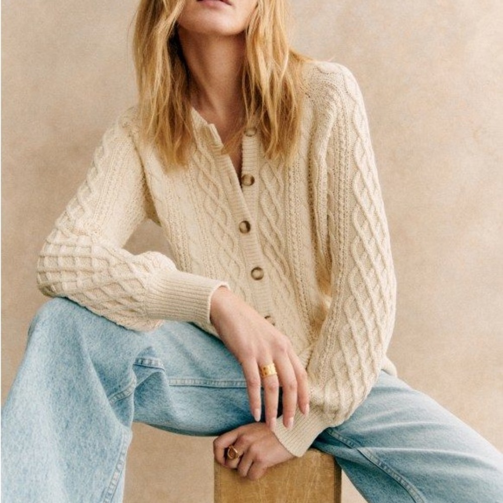 Sezane Andie  Button Front Cardigan Sweater
